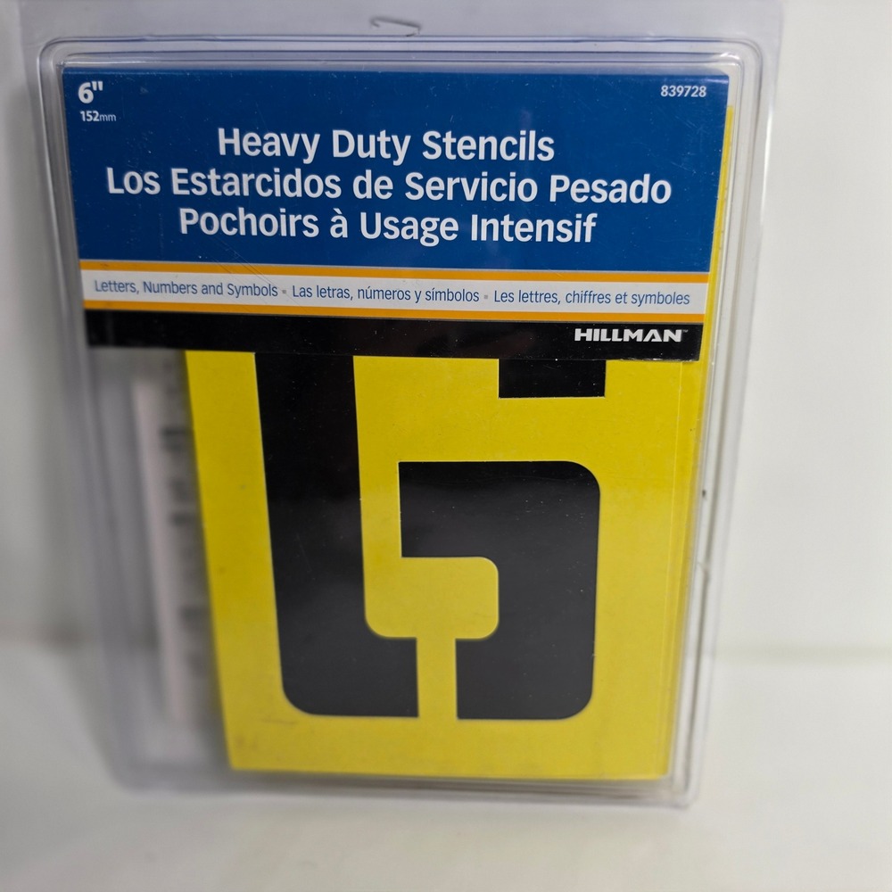 Hillman Heavy Duty 6 Inch Stencils Letters Numbers Symbols Set 839728 Yellow